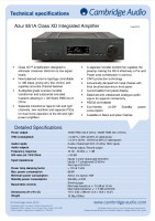 Cambridge Audio Azur 851A - Technical Specifications 